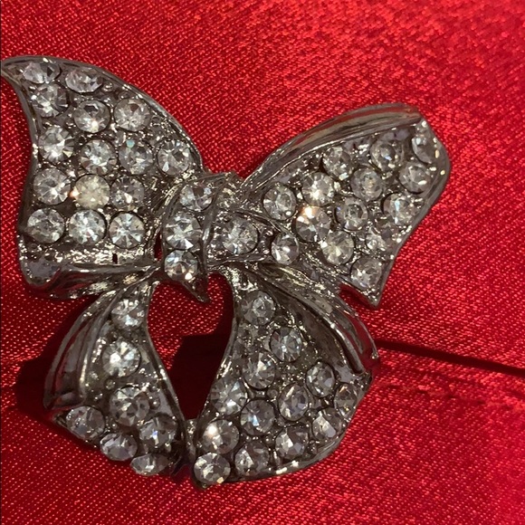 Red evening bag with rhinestone bow - Picture 2 of 8